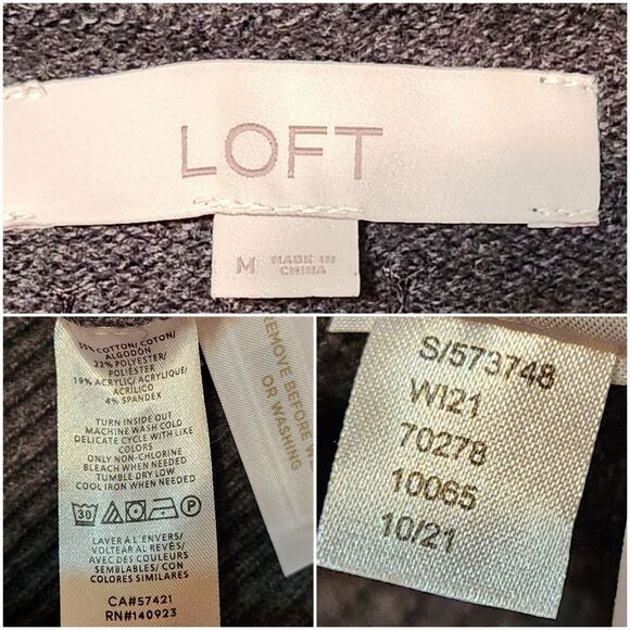 🔺️Loft Gray Star Sequined Knit Buttoned Vneck Cardigan Sweater Medium - Picture 11 of 12